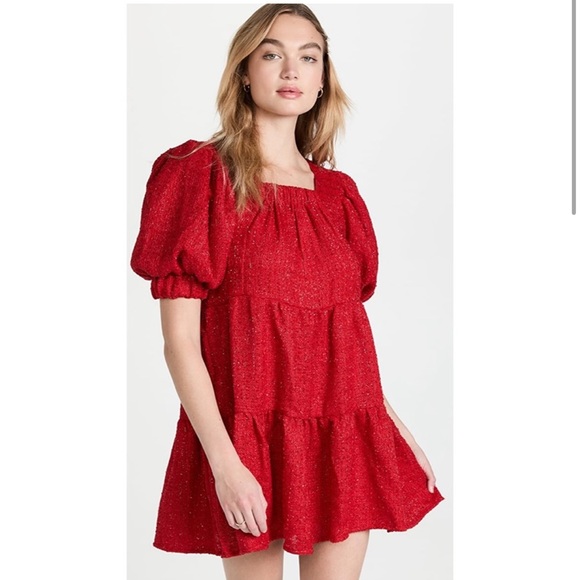 Sister Jane red tweed mini dress new with tag . Size XS - Picture 3 of 12